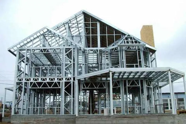 the frame of a prefab steel house