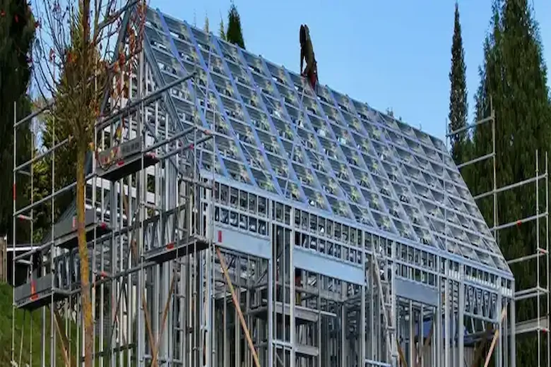 the frame of a prefab steel house