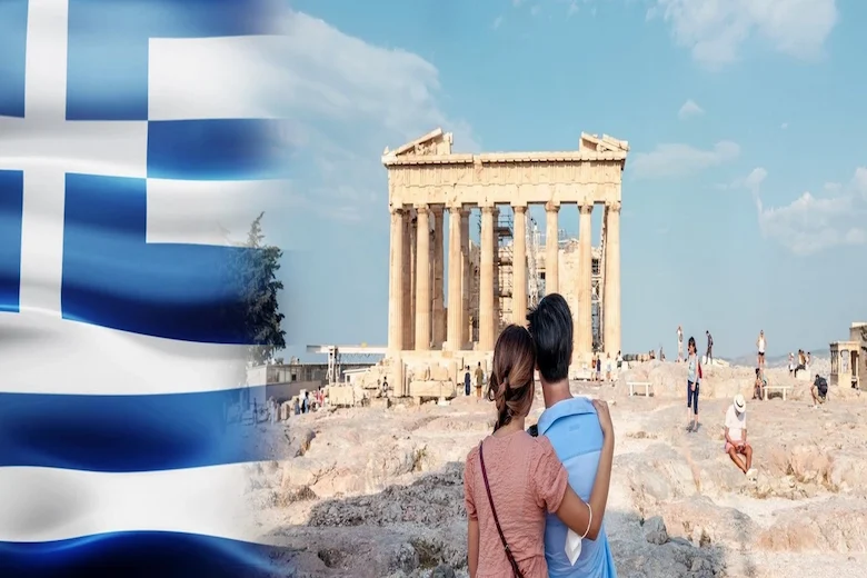 a picture of a couple in Greece